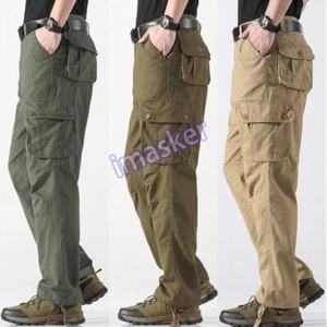 Work Pants Men's Large Size Straight Pants Outdoor Casual Trousers Multi-pocket - Picture 1 of 42