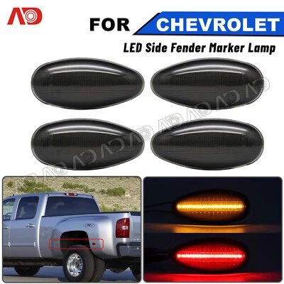 4xLED Side Fender Light Smoke For 99-14 Chevy Silverado GMC Sierra 2500HD 3500HD - Image 1 of 4