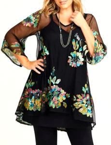 TS TAKING SHAPE plus size XL / 24 Envy Applique Mesh Tunic sexy sparkle NWT! - Picture 1 of 5