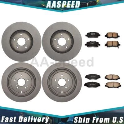 Pastilhas de freio e rotores dianteiros traseiros para Honda Pilot 2008 2007 2006 2005 2004 2003 - Imagem 1 de 4