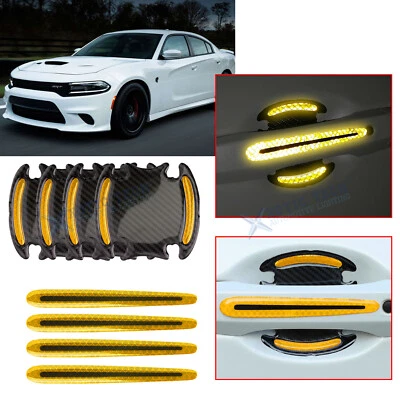Reflective Yellow Door Handle Guard Wrap Decals For Dodge Grand Caravan Charger - Image 1 of 4