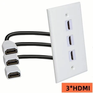 3-Port 4K HDMI Wall Plate Panel Cover Coupler with Pig Tail HDMI Cable Fr TV PS3 - Picture 1 of 5