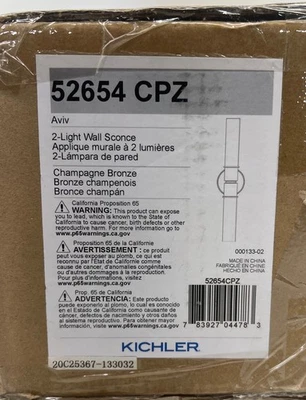 Aplique de pared Kichler Aviv 2 luces champán bronce luz vidrio transparente Foto 1 de 2