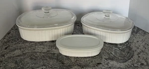 3- Piece Set Corning Ware, French White Casserole Dishes, W/Lids 2.8L,1.8L,475ML - Picture 1 of 8
