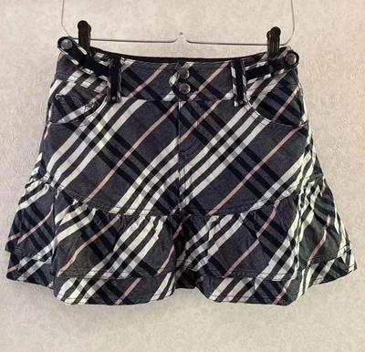 Falda vaquera de algodón Burberry Blue Label rosa azul blanco a cuadros talla 36 Foto 1 de 4