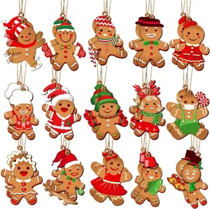 30 Lebkuchen Ornamente aus Holz zum Christbaumhängen - Großpackung aus Holz...  - Bild 1 von 7