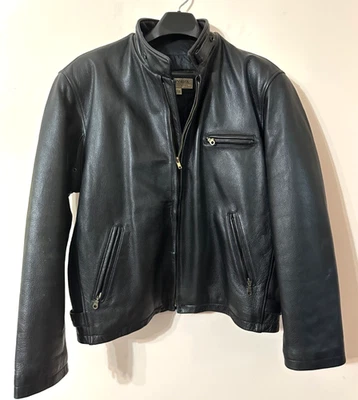 Chaqueta de moto vintage ST JOHNS BAY cuero genuino aislada L negra usada en excelente estado Foto 1 de 4