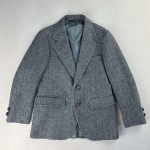 VTG GANT Sport Coat Kids Boys 8R Gray Tweed Herringbone Blazer USA Made Gray - Picture 1 of 24