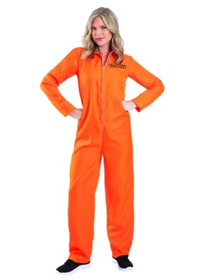 Disfraz de prisionero escapado Smiffys para mujer, mono naranja brillante vestido elegante O Foto 1 de 4
