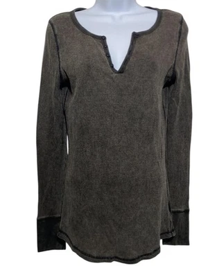 Camisa Mossimo Supply Co Mujer Grande Gris Térmica Henley Waffle Tejida Manga Larga Foto 1 de 4