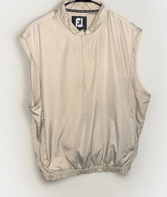 FootJoy 1/4 Snap Pullover Vest Jacket Mens L Beige Sleeveless Golf Stretch - Image 1 of 4