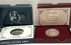 Silver Half Dollars - 90% Silver - Pair of George Washington 1982 Proof Coins - Picture 1 of 1
