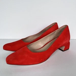 NEW Naturalizer 27 Edit Red Suede Block Heel Pump Florence 8 - Picture 1 of 9