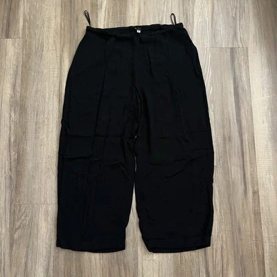 Pantalones cortos Eileen Fisher negros de pierna ancha 100 % rayón para mujer talla grande L simples Foto 1 de 4