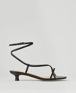 NEW $148 ANN TAYLOR leather strappy ankle wrap kitten heel sandals sz 6.5 - Picture 1 of 2