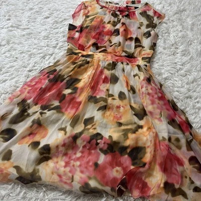 LANVIN Floral Pink Dress Silk Women's Size 36 - Image 1 of 4