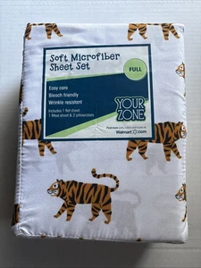 Your Zone Full Microfiber Sheet Set - Tiger Print Animal Jungle Kids - Picture 1 of 2