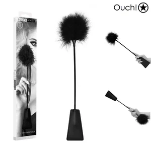 Frustino Crop in Cuoio con Morbide Piume per Sculacciare e Solleticare Ouch BDSM - Imagen 1 de 8