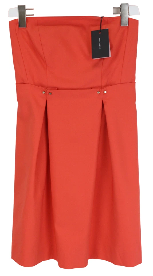 Robe Bijou COP COPINE Femme (EU) 38 Sans Manches Épaules Nues Plissée Mini Rouge - Photo 1/4