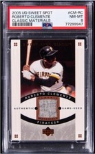 2005 UPPER DECK SWEET SPOT CLASSIC MATERIALS ROBERTO CLEMENTE GAME USED PSA 8