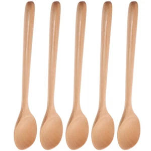 5 Pcs Log Spoon Set Long Handle Soup Stirring Spoons for Cooking Serving - Picture 1 of 12