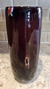Vintage östliche Kunst Glas Pflaume/mehrfarbige Vase - Bild 1 von 5