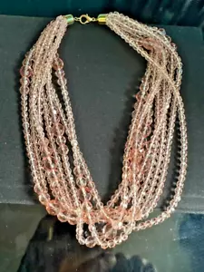 Czech Bohemian 5-Layer Pink Crystal Bead Necklace – Elegant Statement Jewelry - Picture 1 of 7