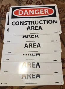 Cartello Pericolo - Area Costruzioni - Cartello Sicurezza OSHA 10" x 14" - Lotto di 6 - Foto 1 di 1
