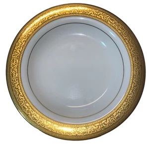 Set of 4 Muirfield Magnificence 8 7/8" Rimmed Soup Bowls Gold Encrusted Edge Rim - Picture 1 of 8