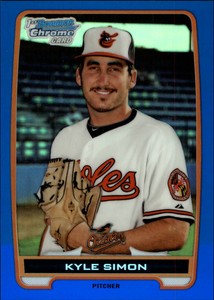 2012 Bowman Chrome Prospects Blue Refractors Baseball Card #BCP56 Kyle Simon/250