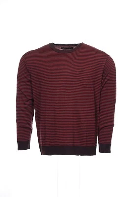 NWT Perry Ellis Wine Horizontal Striped Crew Neck Sweater XL $80 - Image 1 of 4