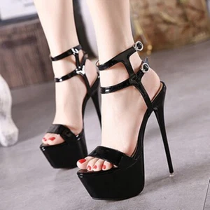 Decolté donna tacco slim 16cm piattaforma 5cm aperta davanti numero da 34 a 46 - Imagen 1 de 9