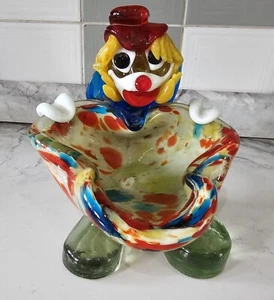 Ancien bibelot clown vénitien en verre de Murano | bonbons | cendrier | ornement - Photo 1/9