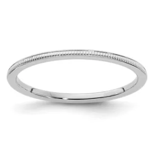 10K White Gold 1.2mm Milgrain Stackable Band Ring for Women Size 6 - Picture 1 of 6