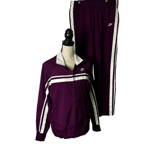 Nike Sportswear Track Suit Large Maroon StripesFull Zip Jacket Pants Swoosh - Picture 1 of 24