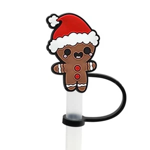 3 Piece Set Christmas Gingerbread Man 10mm Straw Cover Cap for Stanley Cup - Imagen 1 de 3