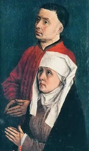 Pintura al óleo Rogoer Vander Weyden - un hombre y una mujer mayor en oración circa arte - Imagen 1 de 1