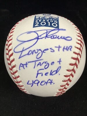 Jim Thome Signed 2010 Target Field Baseball Longest HR Inscrip MLB Auto PSA/DNA - Image 1 of 4