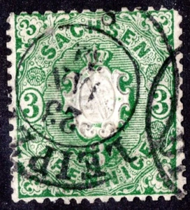 GERMANY SAXONY SCOTT #15a USED - Picture 1 of 2