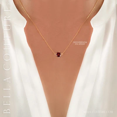 $540 NEW 18K GOLD 1CT GARNET CHAIN NECKLACE ART DECO CUT CHARM VTG PENDANT 14K - Image 1 of 4