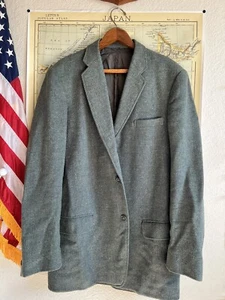 VTG. 1950s (1957) Japanese Bespoke Heavy Weight Teal Mens Tweed Jacket. 40L - Picture 1 of 13