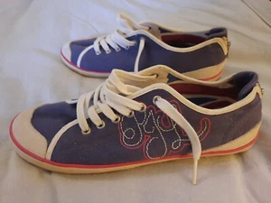 PEPE JEANS London EINZIGARTIG Turnschuhe Canvas blau Schnürung niedrig Oberteil Wm 7 M - Bild 1 von 15