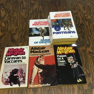Vintage Alistair Maclean 7 paperback book lot Partisans puppet on a chain - Picture 1 of 8