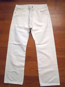 Levi's 501 Straight Jeans Mens 36x30 White Cotton Denim 5-Pocket Button Fly - Picture 1 of 10