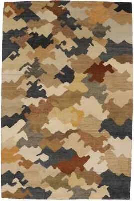 Multicolored Modern Abstract Design Indo-Gabbeh Rug Oriental Carpet 6'5X9'9 ft - Image 1 of 4