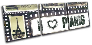 Paris Grunge I Love Heart Photostrip City TREBLE LIENZO ARTE DE PARED Impresión de imágenes - Imagen 1 de 1
