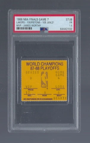 PSA - CLINCHER GAME #7 - 1988 NBA FINALS PISTONS @ LAKERS FULL VINTAGE TICKET Cover