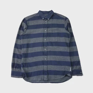 French Connection Striped Oi Polloi Long Sleeve Shirt - Blue - Size Medium - Picture 1 of 5