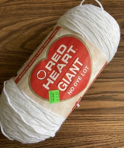 1 Skein Red Heart Giant Yarn Color White 16 OZ Skein Acrylic Worsted Hat & Scarf - Picture 1 of 2
