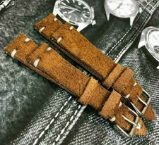 Italian Vintage Genuine Suede Leather watch strap H/M 18 19 20 22mm Blue, Khaki